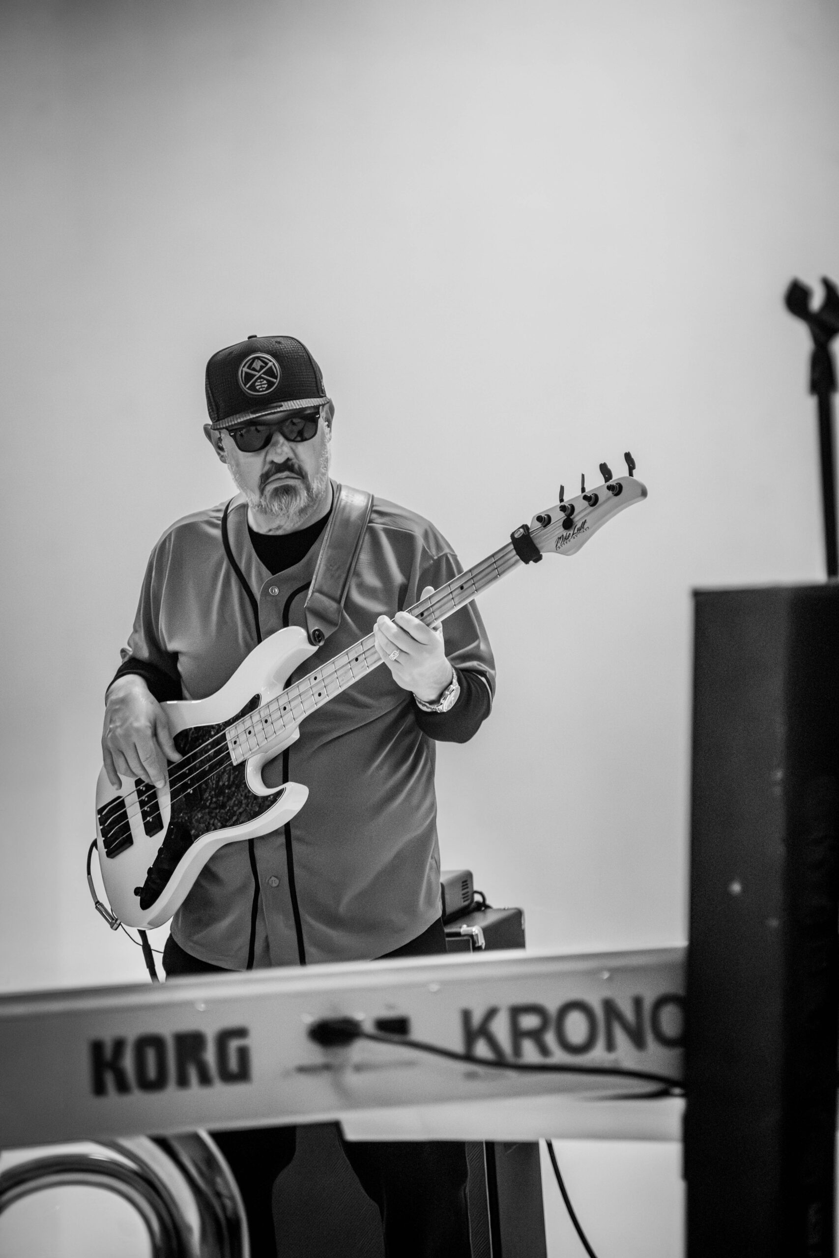 Troy Fisher laying down basslines at a Little Moses Jones luxury event entertainment performance — live 90s and 2000s R&B and Hip-Hop